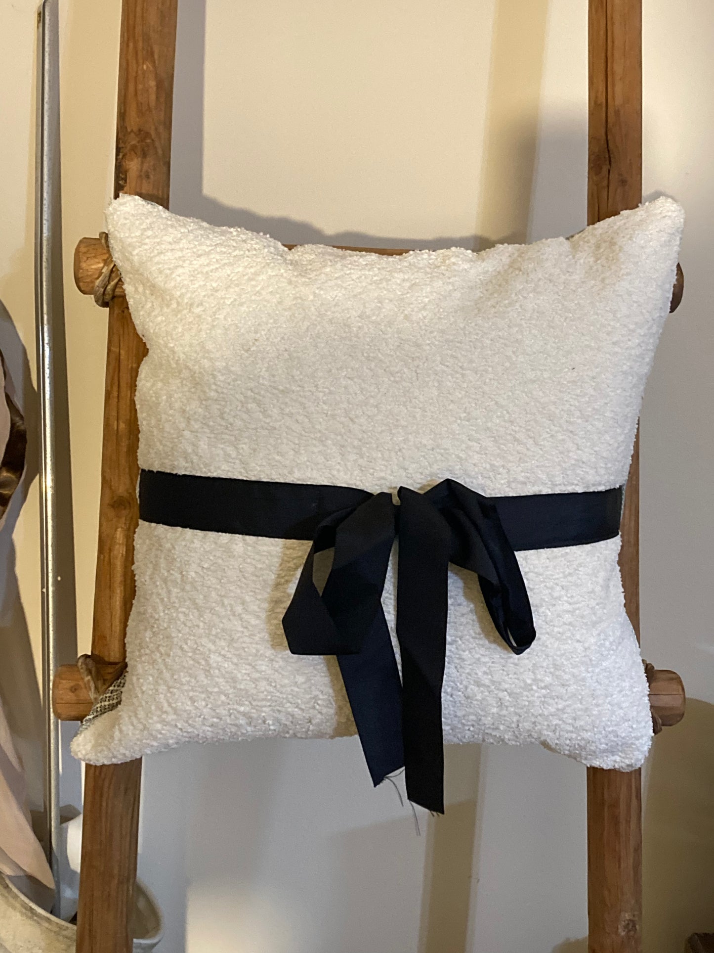 Classic White Boucle' with Ribbon Tie Front