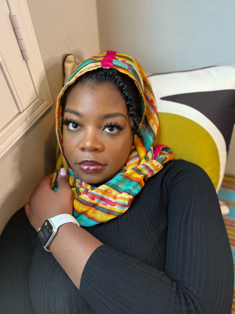 Covertible Striped Tye Dye Hood Wrap