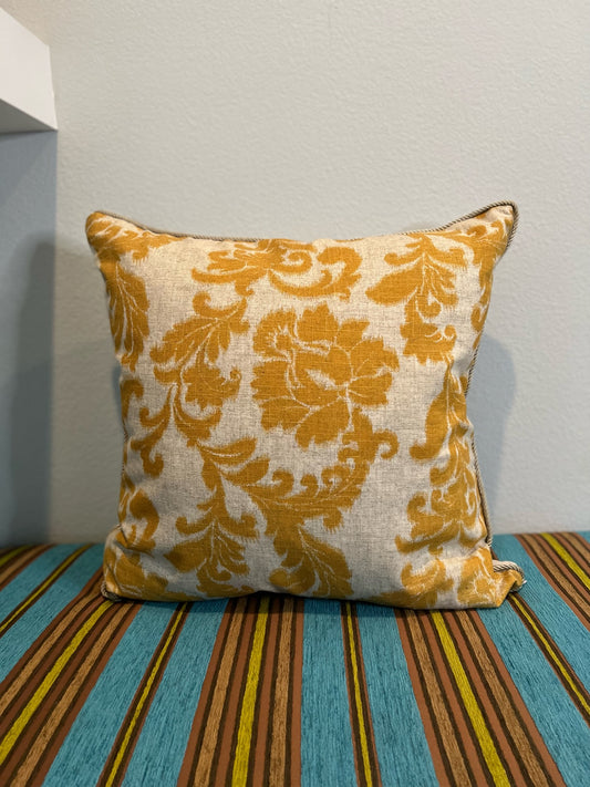 Gold Ikat Damask Pillow